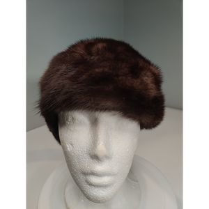Vintage Dark Brown Mink Beret Style Hat from Canada 20.5"